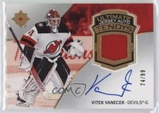 2022-23 Upper Deck Ultimate Collection Ultimate Tendys Autograph Jersey Vitek Vanecek #UTA-VV card
