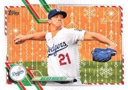 2021 Topps Holiday Base Set Walker Buehler #HW13 card