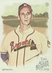 2019 Topps Allen & Ginter Base Set Warren Spahn #387 card