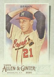 2020 Topps Allen & Ginter Base Set Warren Spahn #144 card