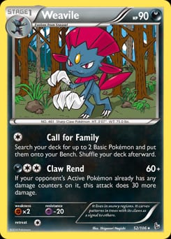 2014 Flashfire Weavile #52 card