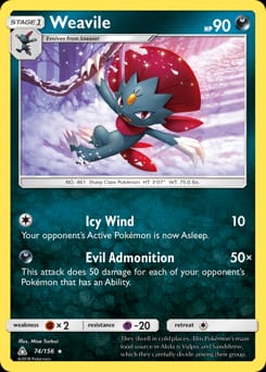 Ultra Prism Weavile #74 card
