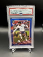 2021 Panini Donruss Road to Qatar Weston McKennie Optic Blue #167 card