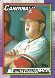 1990 Topps Base Set Whitey Herzog #261 card