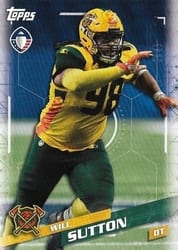 2019 Topps AAF Base Set Will Sutton #30 card