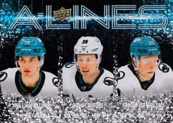 2024-25 Upper Deck A-Lines William Eklund / Logan Couture / Fabian Zetterlund #AL-24 card
