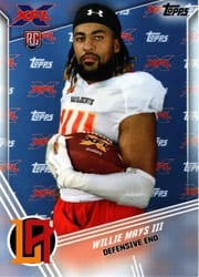 2020 Topps XFL Base Set Willie Mays III #7 card