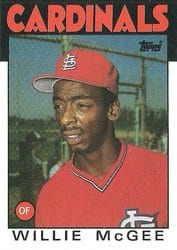 1986 Topps Base Set Willie McGee #580 card