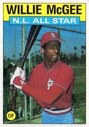 1986 Topps Base Set Willie McGee #707 card