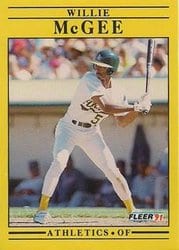 1991 Fleer Base Set Willie McGee #16 card