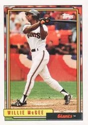 1992 Topps Base Set Willie McGee #65 card