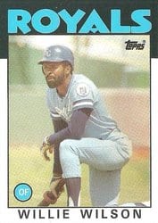 1986 Topps Base Set Willie Wilson #25 card