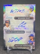 2022 Bowman Sterling Triple Refractor Autographs Wilman Diaz / Carlos Colmenarez / Cristian Hernandez #TRA-DCH card