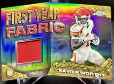 2024 Topps Chrome First Year Fabric Relics Xavier Worthy #FYF-XW card