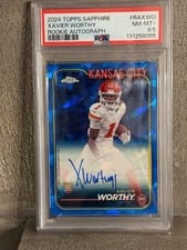 2024 Topps Chrome Sapphire Edition Rookies Autographs Sapphire Xavier Worthy #RA-XWO card