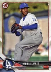 2018 Bowman Prospects Yadier Alvarez #BP22 card