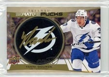 2020-21 Upper Deck Trilogy Signature Pucks Yanni Gourde #SP-YG card
