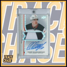 2020-21 Upper Deck Premier Acetate Rookie Autograph Patch Yegor Sharangovich #AR-YS card
