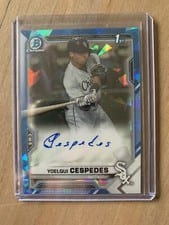 2021 Bowman Sapphire Edition Autographs Yoelqui Cespedes #BSPA-YC card
