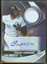 2022 Bowman Platinum Pieces Autograph Relics Yoelqui Cespedes #PPAR-YC card