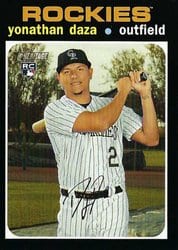 2020 Topps Heritage Base Set Yonathan Daza #705 card