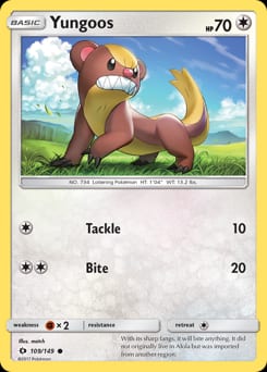 Sun & Moon Yungoos #109 card