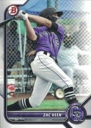2022 Bowman Prospects Zac Veen #BP-13 card