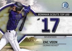 2023 Bowman Bowman Scouts Top 100 Zac Veen #BTP-17 card