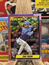 2025 Topps Update 1990 Topps Chrome Baseball Zac Veen #U90C-8 card
