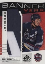 2025-26 SP Game Used 2025 Stadium Series Blue Jackets vs. Red Wings Banner Year Relics Zach Werenski #BYSS-ZW card