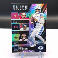 2021 Donruss Elite Elite Company Zach Wilson / Steve Young /Jim McMahon/ Taysom Hill #EC2 card