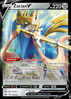 2020 Sword & Shield Zacian V #138 card