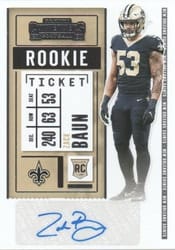 2020 Panini Contenders Base Set Zack Baun #174 card