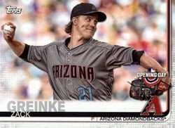 2019 Topps Opening Day Base Set Zack Greinke #12 card