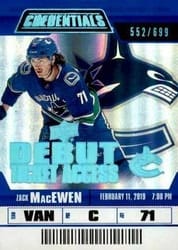 2019-20 Upper Deck Credentials Base Set Zack MacEwen #102 card