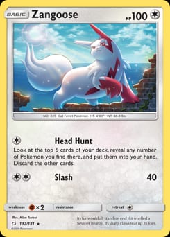 Team Up Zangoose #132 card