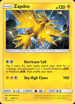 2019 Hidden Fates Zapdos #24 card