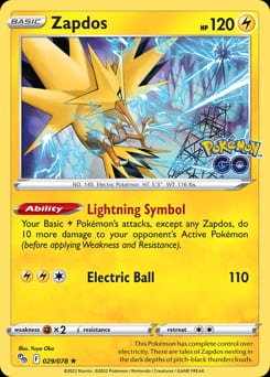 2022 Pokémon GO Zapdos #29 card
