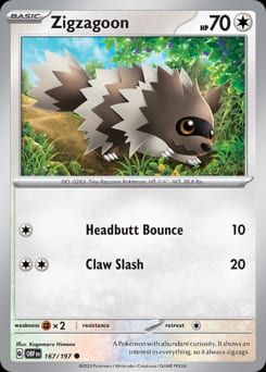 Obsidian Flames Zigzagoon #167 card