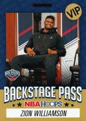 2020-21 Hoops Backstage Pass Zion Williamson #10 card