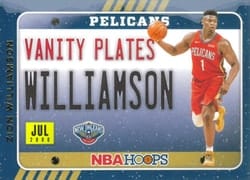2020-21 Hoops Winter Vanity Plates Zion Williamson #1 card