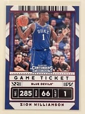 2020 Panini Contenders Draft Picks Zion Williamson #13 card