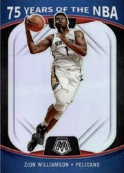 2021-22 Panini Mosaic 75 Years of the NBA Zion Williamson #77 card